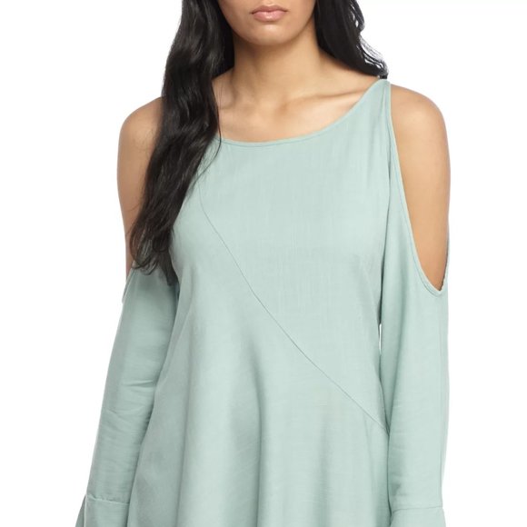 FREE PEOPLE Cold Shoulder Asymmetrical Tunic TOP Size S M Mint Clear Skies NEW - Picture 2 of 10